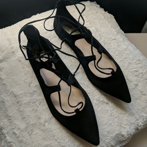 Brand new black lace up flats